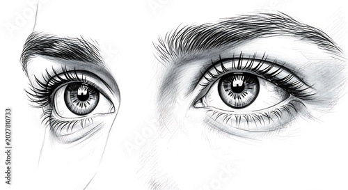 Close Up Eyeball Detail with Eyelashes and Brows