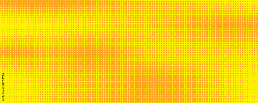 Fototapeta premium Abstract yellow and orange halftone dot pattern texture background banner