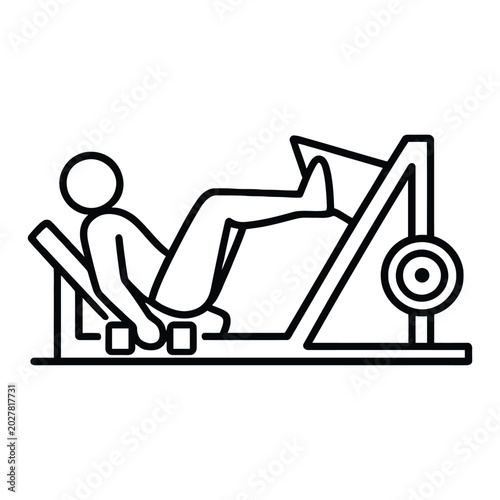 leg press machine outline vector icon for lower body strength workout