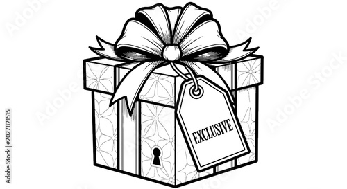 Photos Exclusive gift box with ribbon tag.
