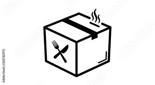 Foto Takeout food delivery box icon.