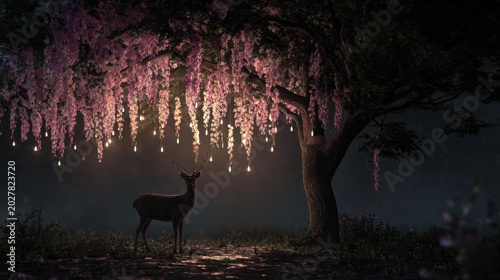 dark forest, glowing orbs, fantasy forest, magical lights, enchanted forest,