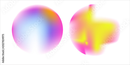 Blue gradient gradation circle shape. Abstract colorful watercolor blur mesh isolated. Gradient aura, grain neon blob with noise effect, soft color. Vector illustration
