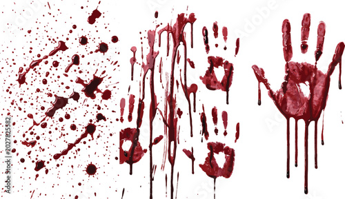 Artistic blood splatter and hand prints abstract grunge texture design illustration
