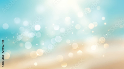 Blurred beach background with bokeh lights and gradient colors