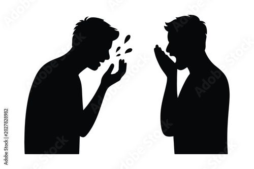 Bilde på lerret Silhouette illustration of two people arguing and shouting at each other