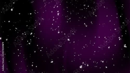 Animation with isolated snow seamless falling on purple background