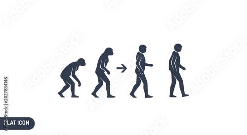 Tableau sur toile Black silhouette of human evolution from ape to man.