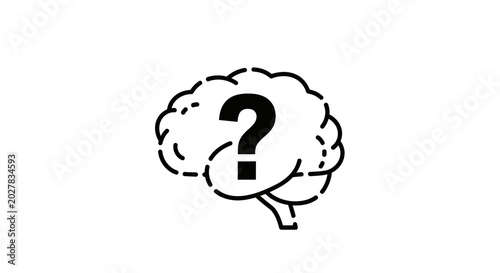 Foto Brain outline drawing containing a large question mark.