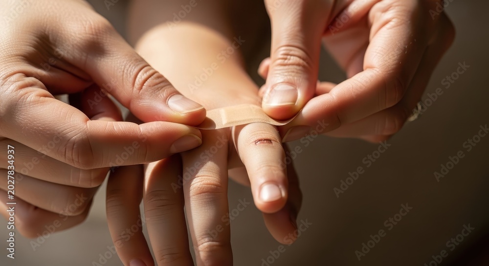 Fototapeta premium Close-up photograph of hands pressing and crimping dough into a pie crust with fingertips in a warm kitchen.