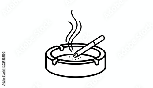 Obraz na plátne Smoking, cigarette, ashtray, icon, line art, black, illustration, vector, smokin