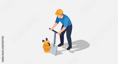 Photos Construction worker operating a soil compactor machine.