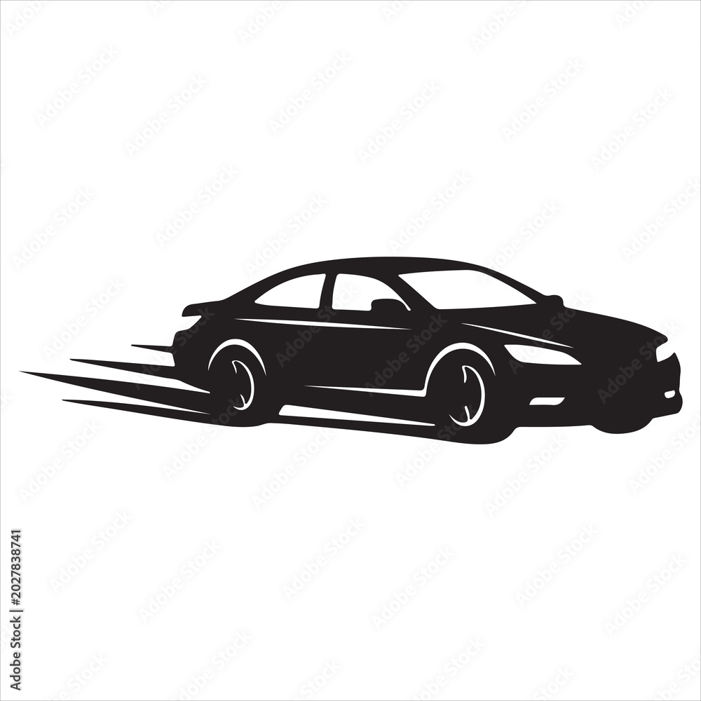 Naklejka premium Elegant silhouette of a sleek sports car in motion