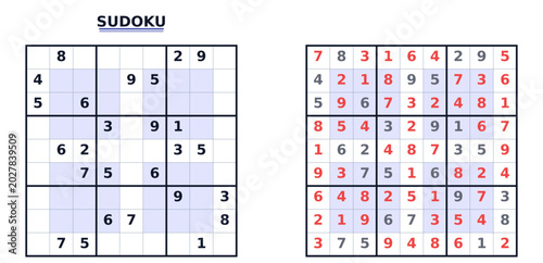 Tableau sur toile Sudoku hyper hard puzzle and solution set