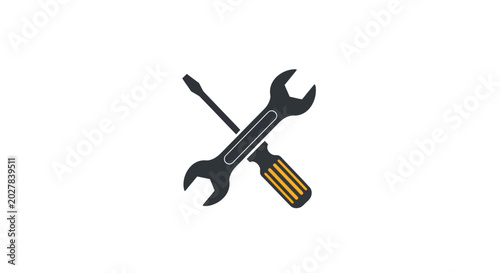 Foto Crossed wrench and screwdriver icon on white background