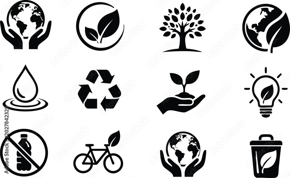 Fototapeta premium ecology icons set