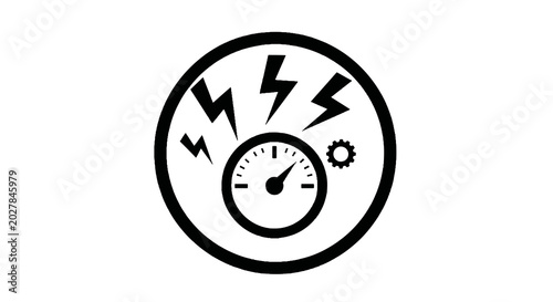 Photography Electricity Meter Icon with Lightning.