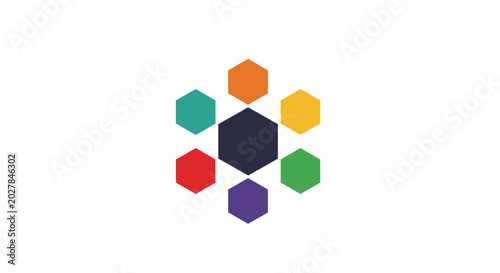 Cuadro en lienzo Colorful hexagonal geometric logo icon isolated on white background