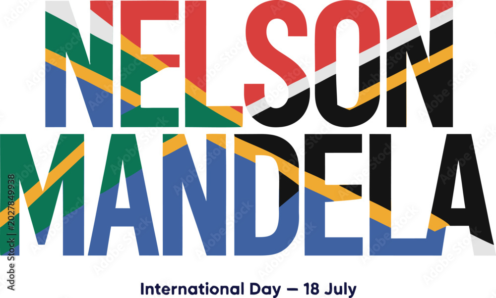 Fototapeta premium Colorful Mandela Day Awareness Banner with Brush Stroke Typography and Date