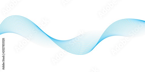 Blue Flowing Wave Line Background with Smooth Abstract Curves and Futuristic Modern Style.