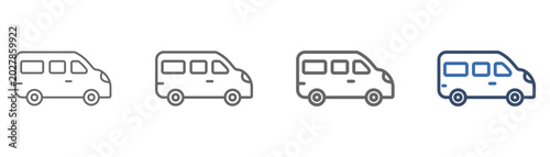
outline icon set shuttle with transportation design