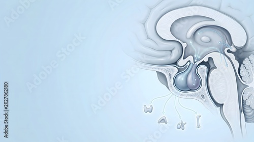 Pituitary Gland and Endocrine System Anatomy Illustration
