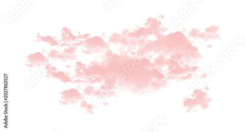 Soft pink clouds floating gently isolated on transparent background in the sky