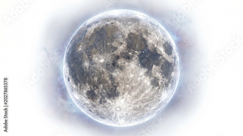 A captivating and luminous full moon, showcasing its rugged surface and ethereal glow against a pristine backdrop, evoking wonder and cosmic beauty