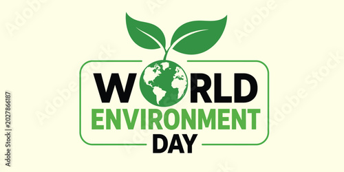 World Environment Day logo with globe and leaves
