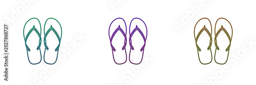 Colorful summer flip flop sandals icons