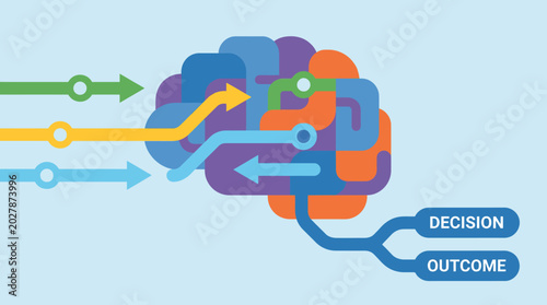 Foto Brain with colorful decision making process.