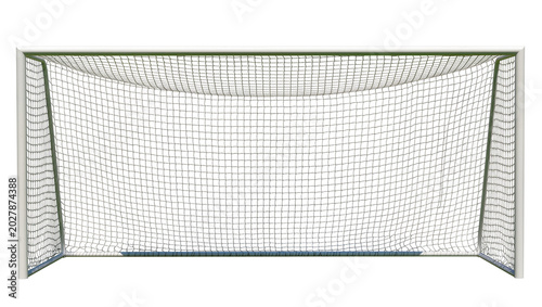 Tableau sur toile White metal soccer goal with net, isolated on transparent background