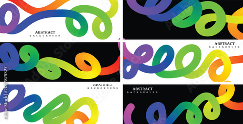 Obraz na płótnie Vibrant rainbow-colored tubes swirl in a mesmerizing pattern on a dark background in a graphic design