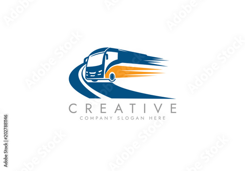 Bus or Coach Vehicle icon, Travel bus logo vector design 