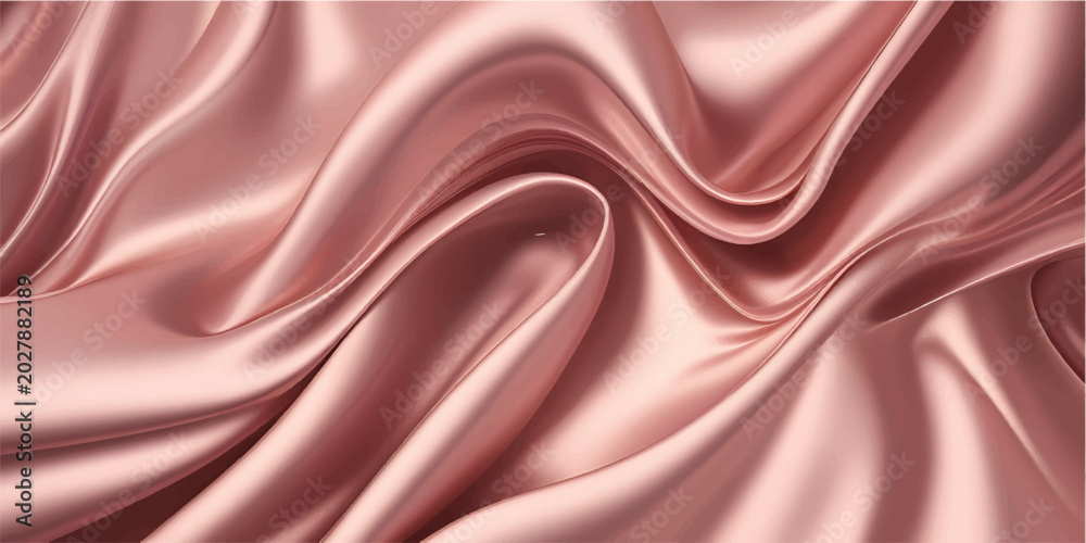 Fototapeta premium Rose gold metallic fabric texture showing smooth folds and luxurious waves