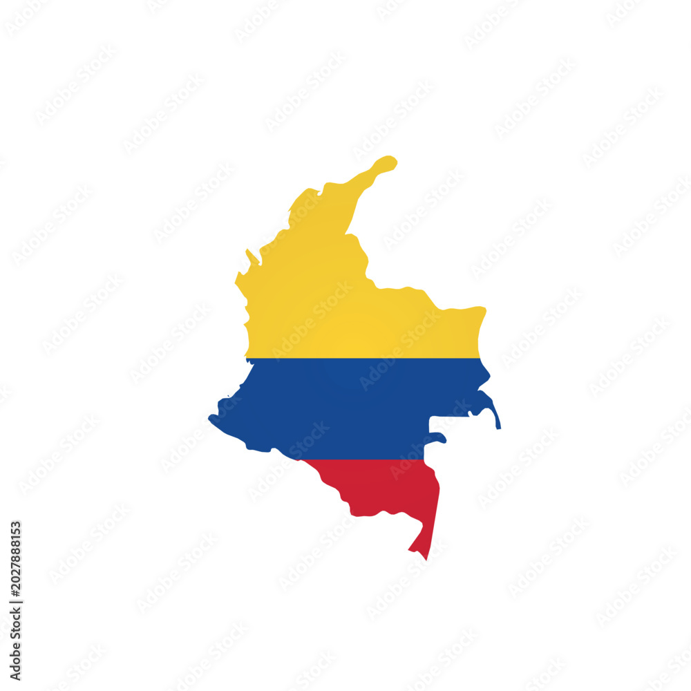 Obraz premium Colombia - country map silhouette filled with national flag. Simple flat vector illustration.