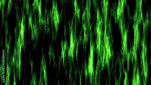 Green plasma energy texture flowing on dark background, abstract organic motion pattern in 4k