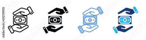 Give money icon set multiple style collection