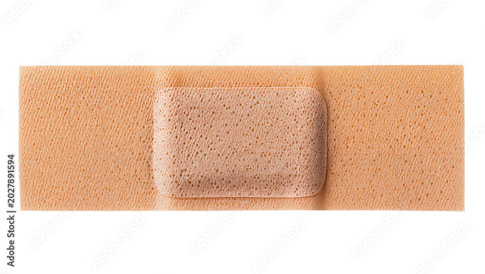 Obraz premium Adhesive bandage with gauze pad, isolated on transparent background