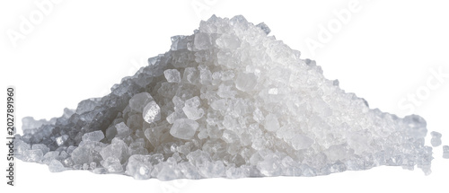 Fotografie Pile of coarse sea salt crystals, isolated on transparent background