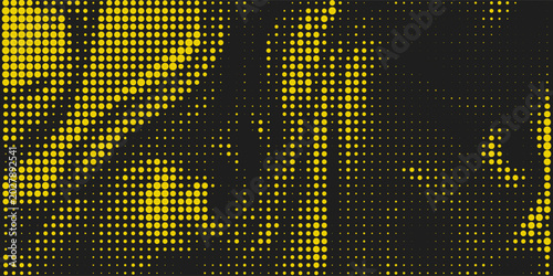 Abstract Bright Yellow Scratch Grunge Texture In Black Background