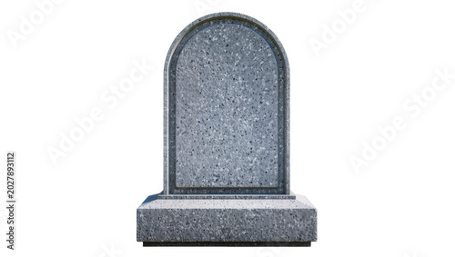 Foto Arched gray granite tombstone with textured surface, isolated on transparent bac