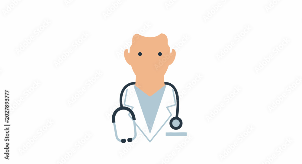 Fototapeta premium Minimalist vector illustration of a dedicated healthcare professional with a stethoscope, representing essential medical care and expert consultation in a clean, modern design