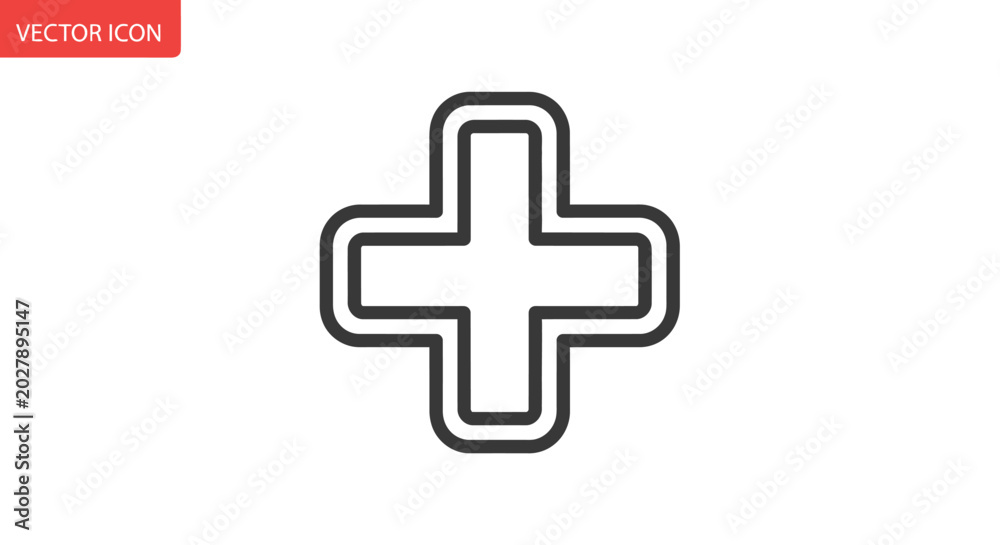 Fototapeta premium Plus Symbol Icon Vector Graphic Illustration Isolated on White Background for Medical and Healthcare Related Designs