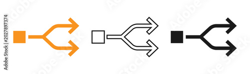 Bild auf Leinwand Bifurcation icons set orange black and white vector illustration of a splitting