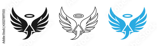 Quadro su tela Mass effect normandy symbol variations black outline and blue designs for gaming