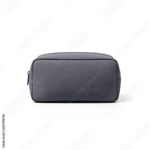 Elegant Gray Textured Toiletry Bag for Travel and Grooming - Minimalist Cosmetic Pouch Isolated on White Background