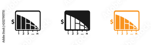 Photos Financial decline icon set declining revenue charts in color and monochrome vari