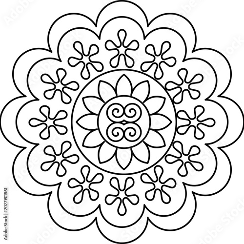 Black and White Geometric Mandala Line Art for Adult Coloring