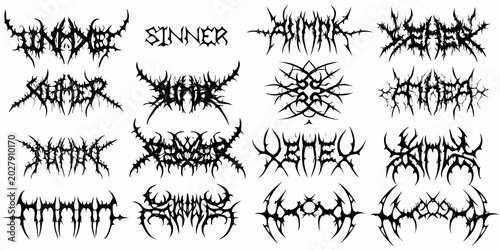 Tableau sur toile black metal band logo collection spiky and aggressive lettering
